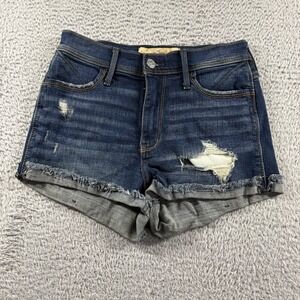 VINTAGE Hollister Short Shorts Womens 1 (25) High Rise 2" Inseam Distress Dark